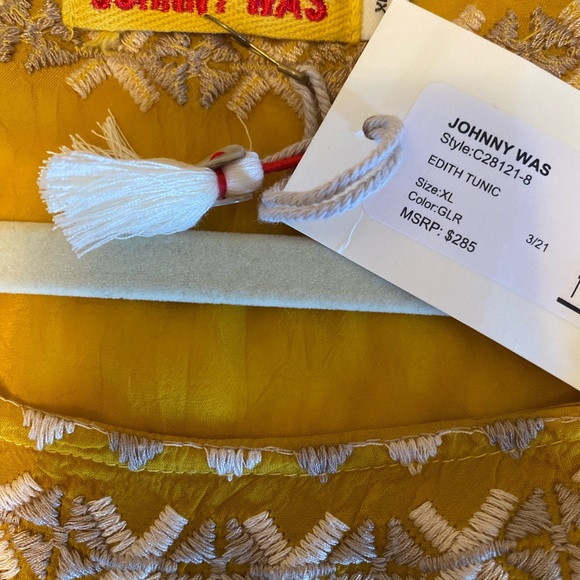 Johnny Was embroidered Edith Tunic yellow gold XL - Picture 5 of 14